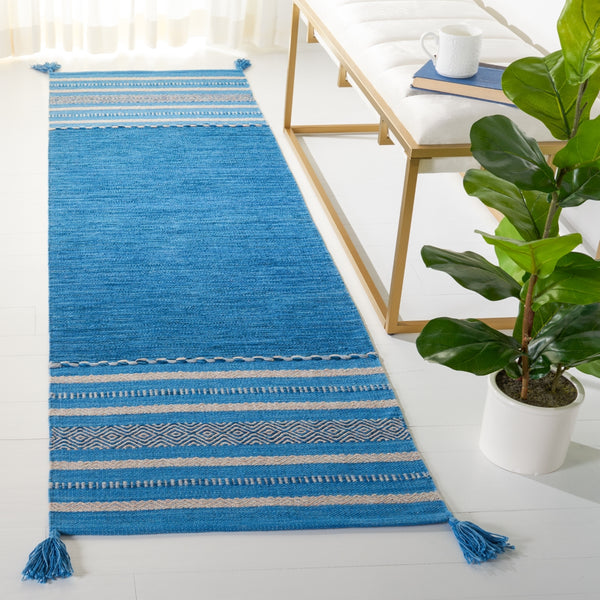 Montauk 215 Hand Woven 100% Cotton Rug Blue / Grey 100% Cotton MTK215M-28