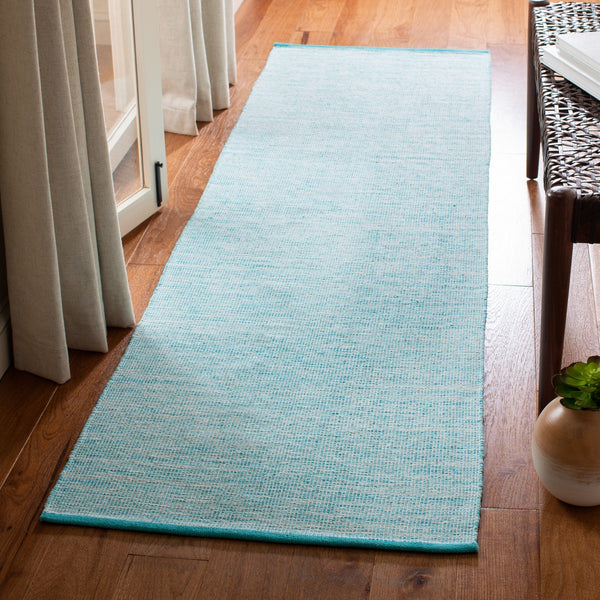 Montauk 250 Contemporary Flat Weave 100% Cotton Pile Rug Aqua / Blue