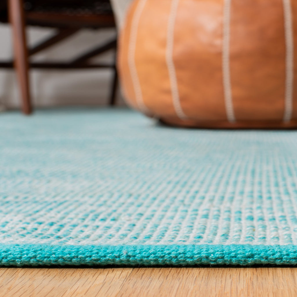 Montauk 250 Contemporary Flat Weave 100% Cotton Pile Rug Aqua / Blue