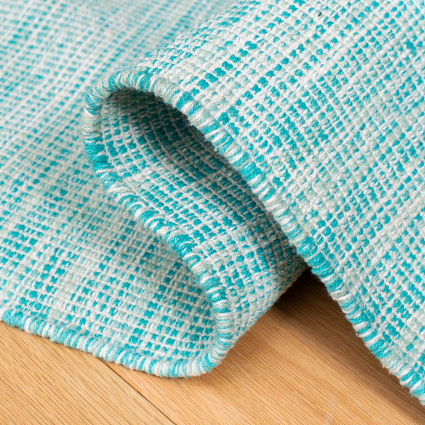 Montauk 250 Contemporary Flat Weave 100% Cotton Pile Rug Aqua / Blue