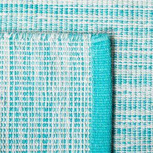 Montauk 250 Contemporary Flat Weave 100% Cotton Pile Rug Aqua / Blue
