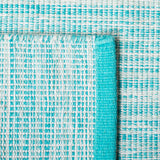 Montauk 250 Contemporary Flat Weave 100% Cotton Pile Rug Aqua / Blue