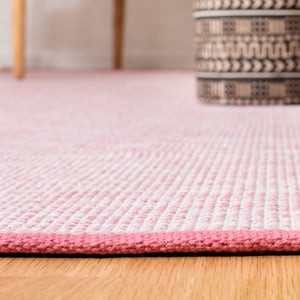 Montauk 250 Contemporary Flat Weave 100% Cotton Pile Rug Pink / Fuchsia
