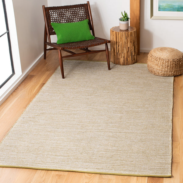Montauk 250 Contemporary Flat Weave 100% Cotton Pile Rug Green Olive