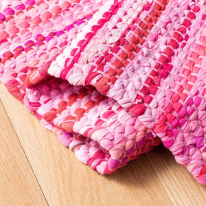 Montauk 251 Contemporary Flat Weave 100% Recycled Cotton Chindi Rug Pink