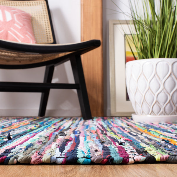 Montauk 251 Contemporary Flat Weave 100% Recycled Cotton Chindi Rug Black / Pink