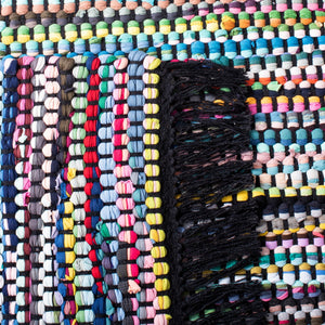 Montauk 251 Contemporary Flat Weave 100% Recycled Cotton Chindi Rug Black / Pink