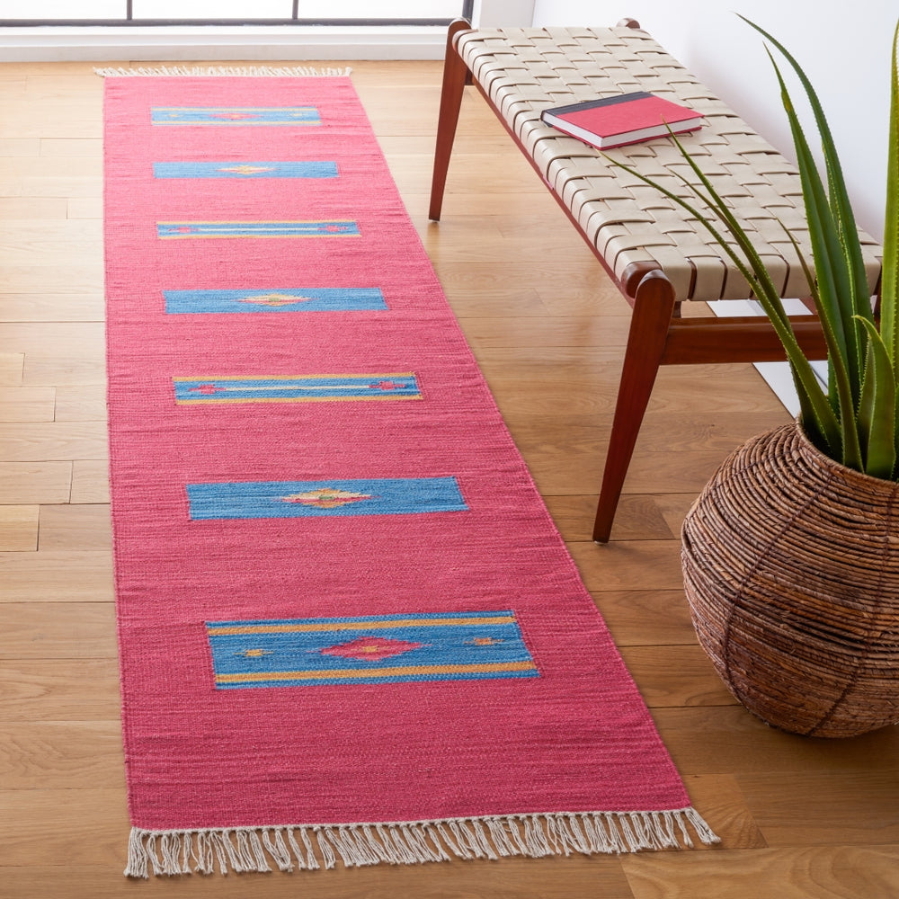 Montauk 551 Hand Weaved 100% Cotton Rug Red / Blue 100% COTTON MTK551Q-29
