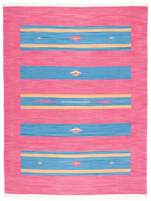 Montauk 551 Hand Weaved 100% Cotton Rug Red / Blue 100% COTTON MTK551Q-8