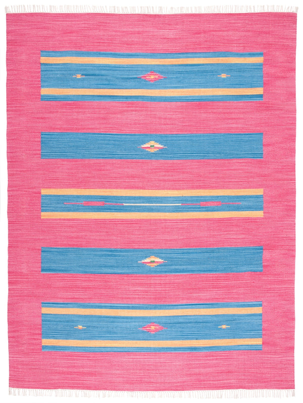 Montauk 551 Hand Weaved 100% Cotton Rug Red / Blue 100% COTTON MTK551Q-8