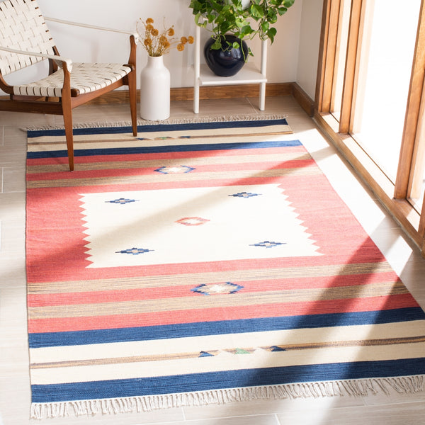 Montauk 552 Hand Weaved 100% Cotton Rug Blue / Red 100% COTTON MTK552A-5