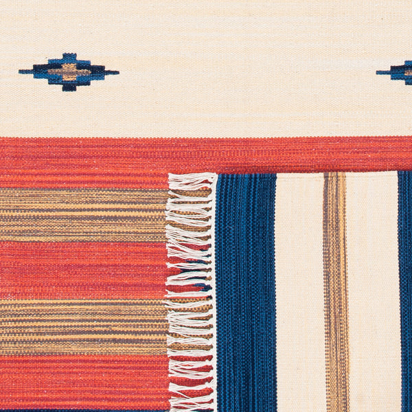 Montauk 552 Hand Weaved 100% Cotton Rug Blue / Red 100% COTTON MTK552A-5