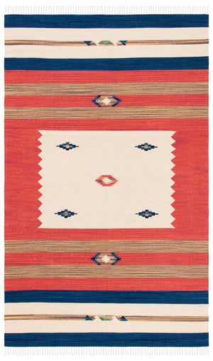 Montauk 552 Hand Weaved 100% Cotton Rug Blue / Red 100% COTTON MTK552A-5
