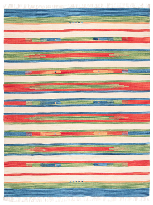 Montauk 553 Hand Weaved 100% Cotton Rug Green / Blue 100% COTTON MTK553Y-8