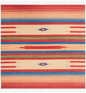 Montauk 554 Hand Weaved 100% Cotton Rug Red / Blue 100% COTTON MTK554Q-6SQ
