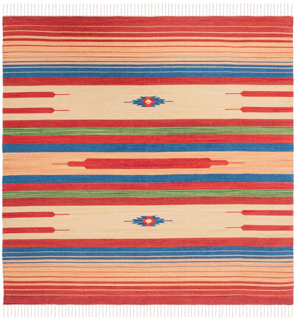 Montauk 554 Hand Weaved 100% Cotton Rug Red / Blue 100% COTTON MTK554Q-6SQ