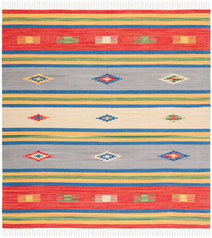 Montauk 555 Hand Weaved 100% Cotton Rug Blue / Red 100% COTTON MTK555M-6SQ