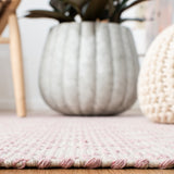 Montauk 652 Handloomed 100% Cotton Bohemian Rug Pink / Ivory 100% COTTON MTK652U-5