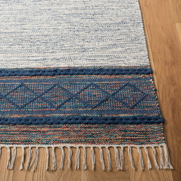 Montauk 653 Handloomed 100% Cotton Bohemian Rug Navy / Beige 100% COTTON MTK653N-5