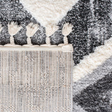 Moroccan Tassel Shag 656 Shag & Flokati Power Loomed Polypropylene Pile Rug Grey / Ivory