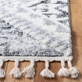 Moroccan Tassel Shag 676 Shag & Flokati Power Loomed Polypropylene Pile Rug Grey / Ivory