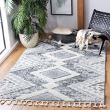 Moroccan Tassel Shag 676 Shag & Flokati Power Loomed Polypropylene Pile Rug Grey / Ivory