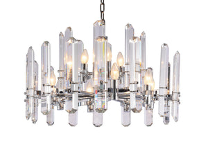 Bethel Chrome Chandelier in Metal & Crystal