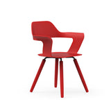 Yannick Armchair with Polypropylene Shell and Legs in Red - Set of 4