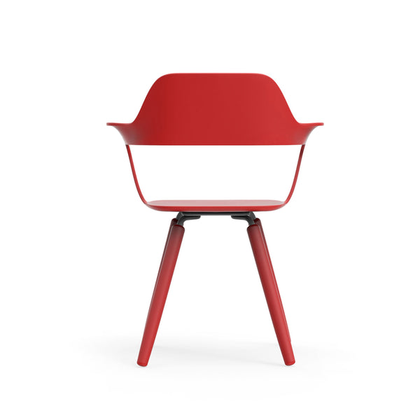 Yannick Armchair with Polypropylene Shell and Legs in Red - Set of 4