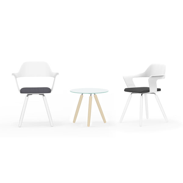 Yannick Armchair with Polypropylene Shell and Legs in White - Set of 4