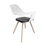 Yannick Armchair in White with Polypropylene Legs in Natural Wood Grain Finish - Set of 4