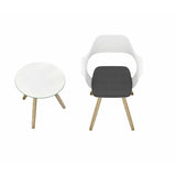 Yannick Armchair in White with Polypropylene Legs in Natural Wood Grain Finish - Set of 4