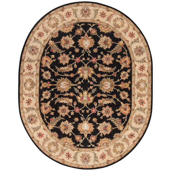 Jaipur Living Selene Handmade Floral Black/ Beige Oval Area Rug (8')