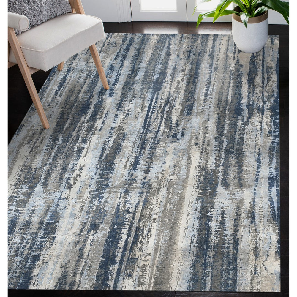 AMER Rugs Mystique MYS-48 Hand-Knotted Abstract Modern & Contemporary Area Rug Blue 12' x 15'