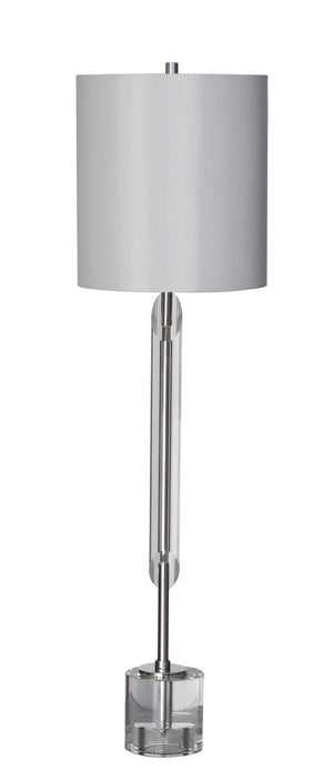 Bethel Polished Nickel Table Lamp in Metal & Crystal