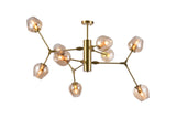 Bethel Gold Chandelier in Steel & Glass