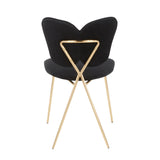 Madeline Contemporary/Glam Chair in Gold Metal and Black Velvet by LumiSource - Set of 2