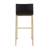 Mara Contemporary Barstool in Gold Steel and Black Faux Leather by LumiSource - Set of 2