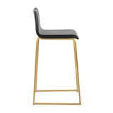 Mara Contemporary Barstool in Gold Steel and Black Faux Leather by LumiSource - Set of 2