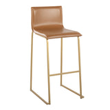 Mara Contemporary Barstool in Gold Steel and Camel Faux Leather by LumiSource - Set of 2