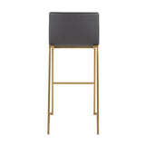 Mara Contemporary Barstool in Gold Steel and Grey Faux Leather by LumiSource - Set of 2