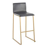 Mara Contemporary Barstool in Gold Steel and Grey Faux Leather by LumiSource - Set of 2