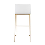 Mara Contemporary Barstool in Gold Steel and White Faux Leather by LumiSource - Set of 2