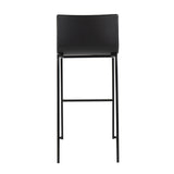 Mara Contemporary Barstool in Black Steel and Black Faux Leather by LumiSource - Set of 2