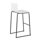 Mara Contemporary Barstool in Black Steel and White Faux Leather by LumiSource - Set of 2