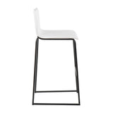 Mara Contemporary Barstool in Black Steel and White Faux Leather by LumiSource - Set of 2