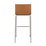 Mara Contemporary Barstool in Stainless Steel and Camel Faux Leather by LumiSource - Set of 2