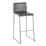Mara Contemporary Barstool in Stainless Steel and Grey Faux Leather by LumiSource - Set of 2