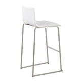 Mara Contemporary Barstool in Stainless Steel and White Faux Leather by LumiSource - Set of 2