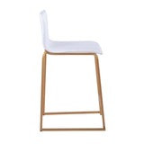 Mara 26" Contemporary Counter Stool in Gold Metal and White Faux Leather by LumiSource - Set of 2